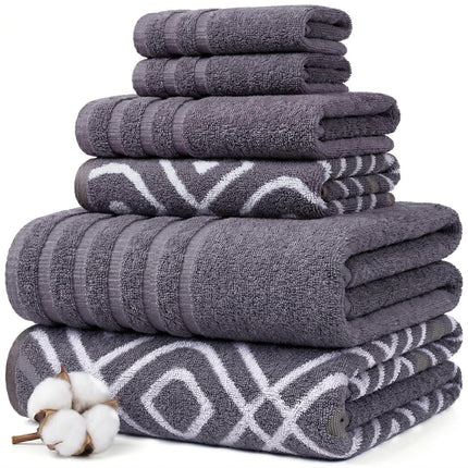 Amrapur Pacific Coast Textiles 6 Pc Yarn Dyed Towel Oxford Gray Lavender, 6-Piece