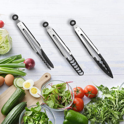 Farberware Classic Nylon Tipped Tongs, Set of 3, Black