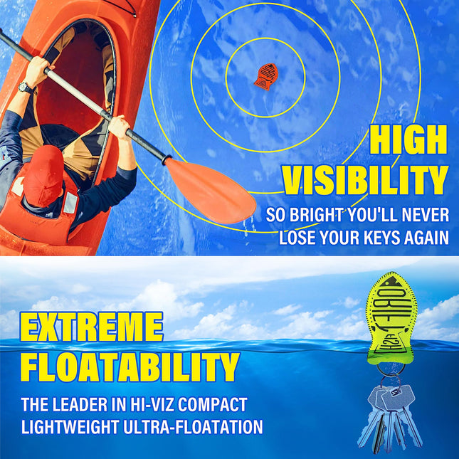 Llavero flotante de neopreno para barco DriftFish | Tamaño jumbo | Flota de 5 a 6 llaves | Llavero impermeable, verde y naranja