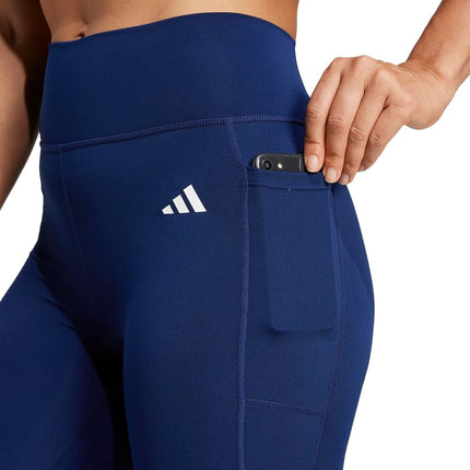 adidas Women's Optime Essentials Stash Pocket Full-Length Training Leggings, Dark Blue/White, XXL
