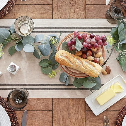 DII 14" x 108" French Stripe Farmhouse Table Runner Taupe Black