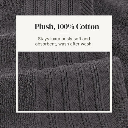 Modern Threads 6 Piece Set, 2 Bath Towels, 2 Hand Towels, 2 Washcloths Yarn Dyed Diamond Gate Jacquard Towel Set Charcoal