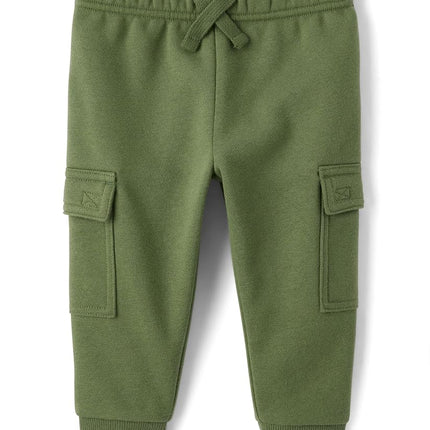 The Children's Place Baby Boys' and Toddler Fleece Jogger Pants, Olive Cargo, 5T