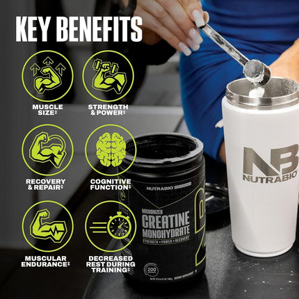 NutraBio - 100% Pure Creatine Monohydrate Powder - 1.1 lbs.