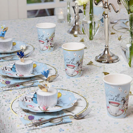 Talking Tables Blue Alice in Wonderland Paper Table Cover Disposable Tablecloth, Home Recyclable Supplies for Mad Hatter Tea Party, Birthday, Mother's Day, Baby Shower, Bluetablecover