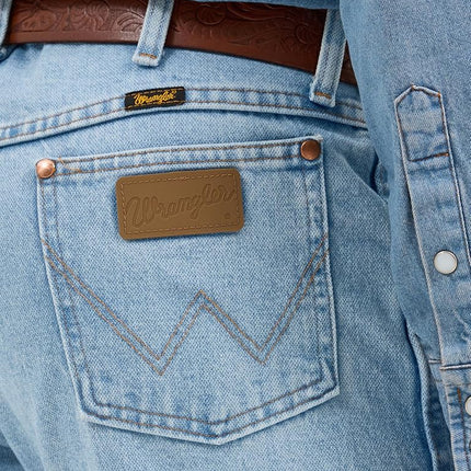 Wrangler Men’s 13MWZ Cowboy Cut Original Fit Jean, Gold Buckle Bleach, 35W x 34L