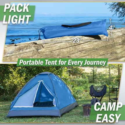 Wakeman 2 Person Tent – Rain Fly & Carrying Bag – Lightweight Dome Tents for Kids or Adults – Camping, Backpacking, and Hiking Gear by Outdoors