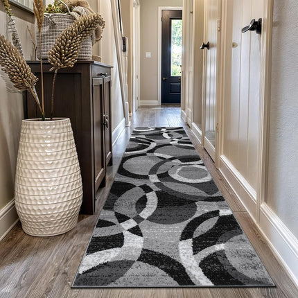 Rugshop Abstract Circles Contemporary Runner Rug Gray 2'7" x 10'