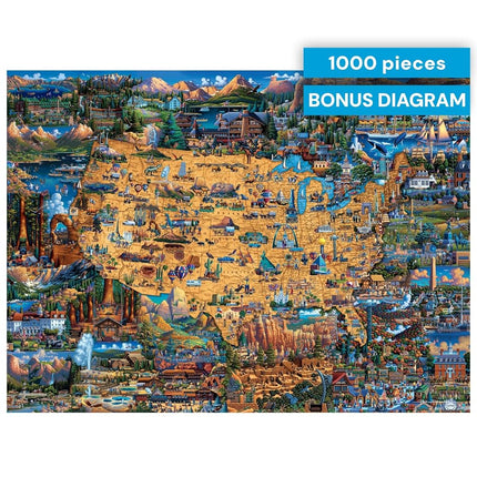 Buffalo Games - Dowdle - National Parks Map - 1000 Piece Jigsaw Puzzle for Adults Challenging Puzzle Perfect for Game Nights