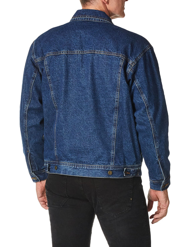 Chaqueta vaquera de hombre Wrangler con forro de franela, azul marino antiguo, 6X