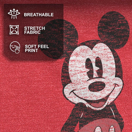 Disney Men's Full Size Mickey Mouse Distressed Look T-Shirt, Red HTR, S