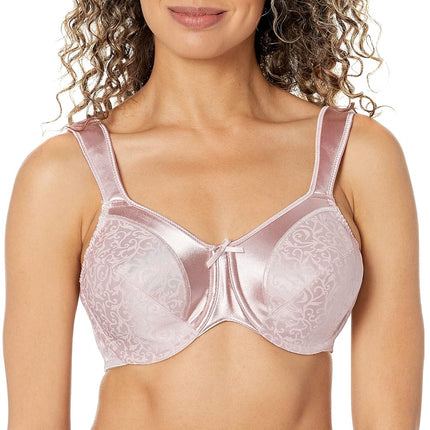 Bali Satin Tracings Minimizer Bra, Underwire Bra, Full-Coverage Bra, Maximum Support Minimizer Underwire Bra, Rosewood, 40D
