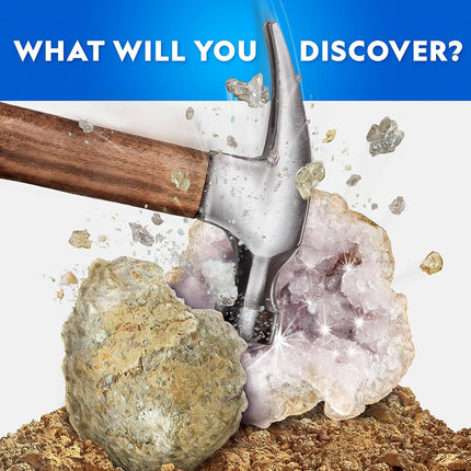 Blue Marble National Geographic Break Open 15 Premium Geodes - with Goggles, Detailed Learning Guide, 3 Display Stands, Great Stem Science Toy & Educational Kit