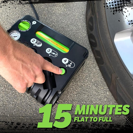 Slime 50139 Flat Tire Puncture Emergency Kit, Includes Sealant and Tire Inflator Pump, Analog, Suitable for Cars and Other Highway Vehicles, 10 Min Fix
