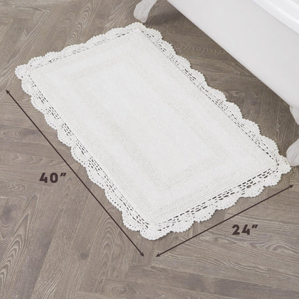 Laura Ashley Crochet Cotton 24x40 Bath Rug, Creamy White