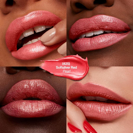 Lápiz labial Revlon Super Lustrous, color de labios de alto impacto con fórmula cremosa humectante, infundido con vitamina E y aceite de aguacate en Pink Pearl, Softsilver Red (425)