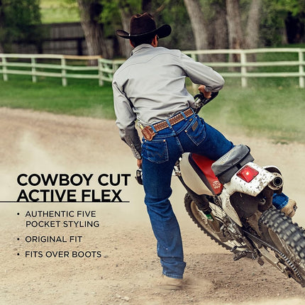 Wrangler Men's Cowboy Cut Active Flex Original Fit Jean, Prewashed, 28W x 32L