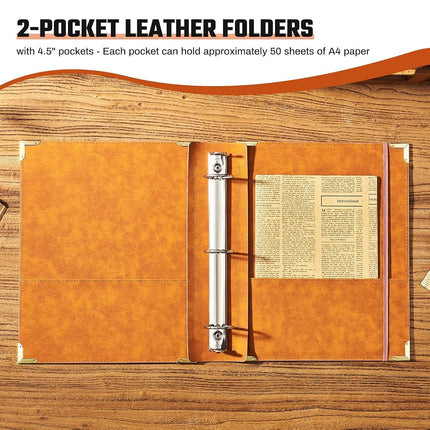 Ovesmusl Sunflower PU Leather 3 Ring Binder Fits 8.5"x11" Letter Size Paper, 1.5 Inch Round Ring Binder Holds 350 Sheets, Notepad Paper Cover Loose Leaf Organizer, Pink