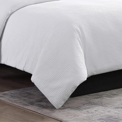 Vera Wang - Queen Duvet Cover Set, Luxury Cotton Bedding with Button Closure, Includes Matching Shams (Waffle Pique White, Queen)