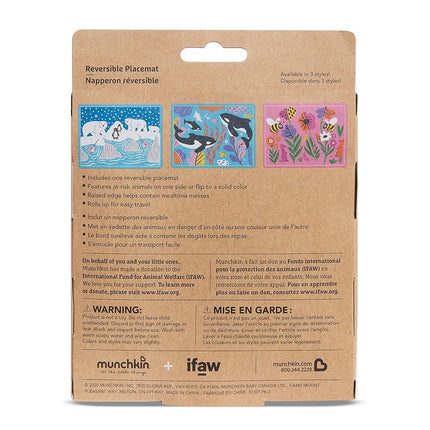 Munchkin WildLove Reversible Silicone Placemat for Kids, 1pk, Orca