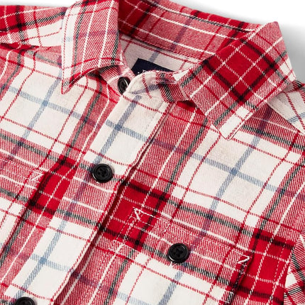 The Children's Place Boys' Long Sleeve Plaid Flannel Button Up Shirt, Red, XX-Large