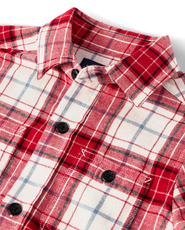 The Children's Place Boys' Long Sleeve Plaid Flannel Button Up Shirt, Red, XX-Large