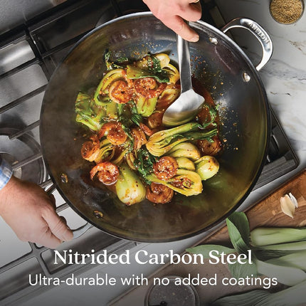 Anolon N2 Carbon Steel Wok 36cm Black