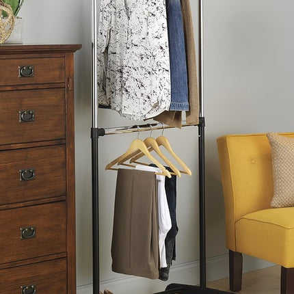 Whitmor 6021-3081-BB Adjustable Two Rod Garment Rack,Black and Chrome