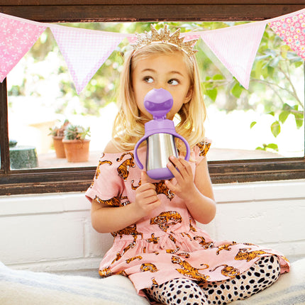 Munchkin® Cool Cat™ Stainless Steel Toddler Straw Cup, 8 Ounce, Purple