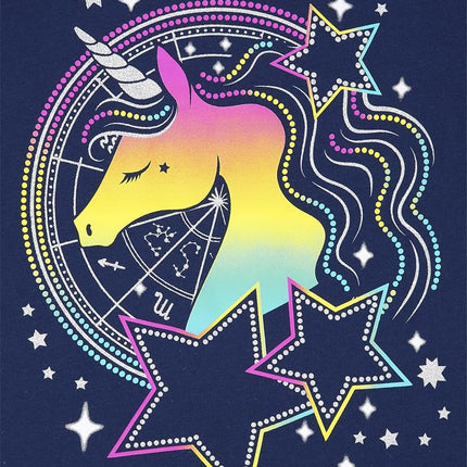 T-shirt à manches courtes et motif pour filles The Children's Place, licornes/étoiles/fleurs, taille M