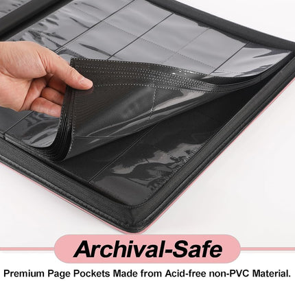 Premium 2000 Pocket Card Binder - 20 Pocket Trading Card Binder with Sleeves for 2000 Cards, Ringless Card Album for TCG - Model A, Light Pink
