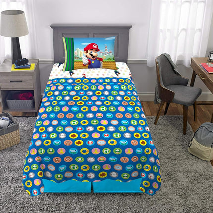 Juego de sábanas de microfibra supersuave para cama infantil Franco, individual, Mario
