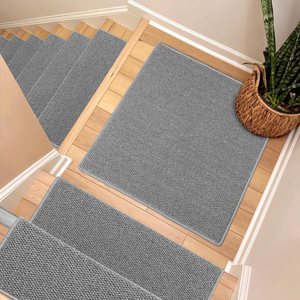 Brakki Bullnose Carpet Stair Treads, Non Slip Landing Mat for Wooden Steps