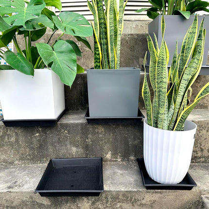 NIMYAU Square Plant Saucer 14 Inch 4 Pack, Plant Stand Plant Trays for Pots Heavy Duty Plastic Plant Saucers for Indoors Outdoors, Flower Pot No Holes Terracotta Plant Lover Gardening Gifts