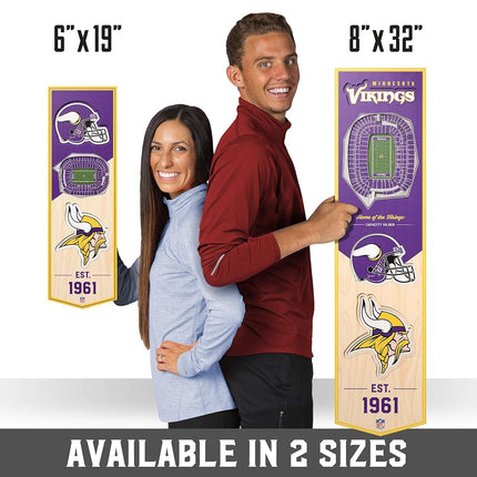 NFL Minnesota Vikings U.S. Bank Stadium 3D Stadium Banner-8x323D Stadium Banner - 8"x 32", Team Colors, 8" x 32"