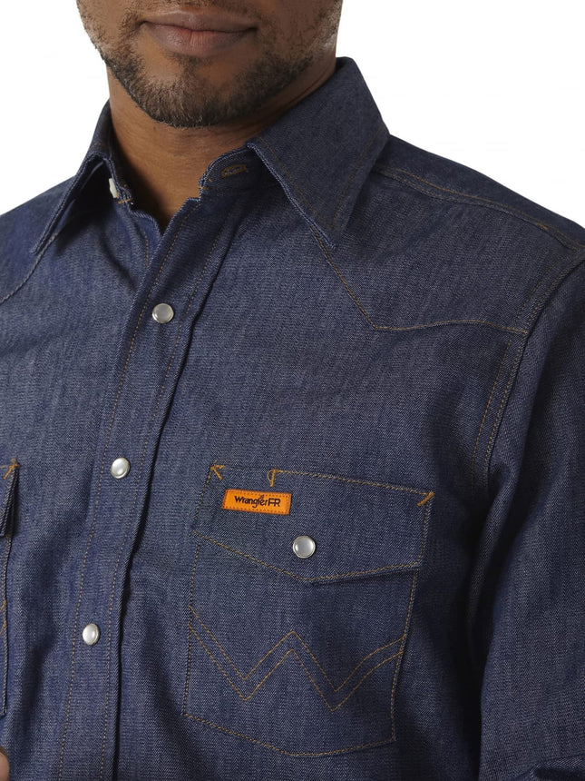 Wrangler FR12127XL Camisa de manga larga resistente a la llama NFPA 2112, extragrande, denim