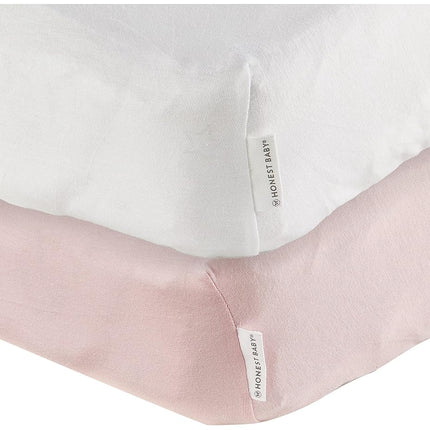 HonestBaby 2-Pack Organic Cotton Fitted Crib Sheets, Light Pink, One Size