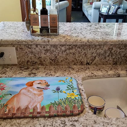 Caroline's Treasures CK1276DDM Labrador Retriever Spring Dish Drying Mat, 14 x 21", multicolor