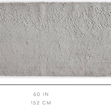 Alfombrilla de baño antideslizante, alfombra de baño gris, alfombrilla de baño de chenilla grande y gruesa, ultrasuave y absorbente, lavable, de secado rápido, de microfibra para el suelo de la ducha de Casual Living, 24 x 60 pulgadas, gris