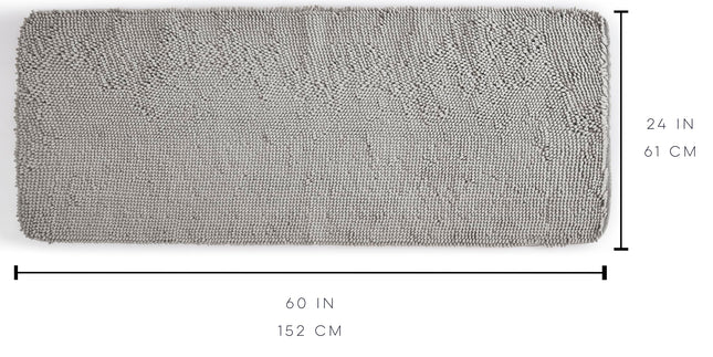 Alfombrilla de baño antideslizante, alfombra de baño gris, alfombrilla de baño de chenilla grande y gruesa, ultrasuave y absorbente, lavable, de secado rápido, de microfibra para el suelo de la ducha de Casual Living, 24 x 60 pulgadas, gris
