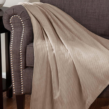 Superior 100% Cotton Thermal Blanket Soft and Breathable Cotton for All Seasons Bed Blanket and Oversized Throw Blanket with Luxurious Diamond Weave - King Size Khaki