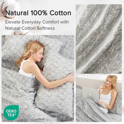 Comfort Spaces 100% Cotton Sheet Set Breathable, Lightweight, Soft with 14" Elastic Pocket Fits up to 16" Mattress, All Season Cozy Bedding, Matching Pillow Case, Cal King Paisley Multi 4 Piece