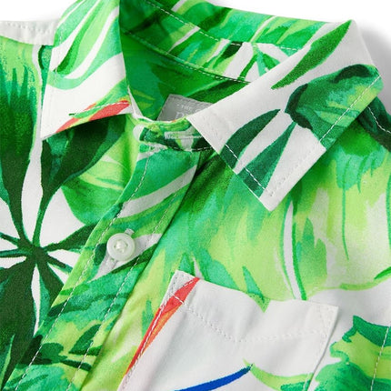 The Children's Place baby-boys And Newborn Short Sleeve Button Down Shirt and Shorts 2 Piece Outfit Set, Palm Tree, 3-6 Months
