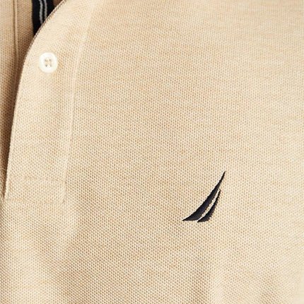 Nautica Men's Classic Short Sleeve Solid Polo Shirt, Coastal Camel Heather, XXL