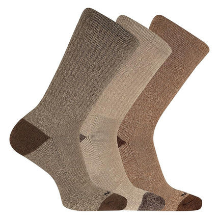 Merrell Unisex's Men's and Women's Wool Everyday Hiking Socks-3 Pairs-Cushioned Moisture Wicking Casual, Crew-Olive Assorted, Small-Medium (Pack of 3)