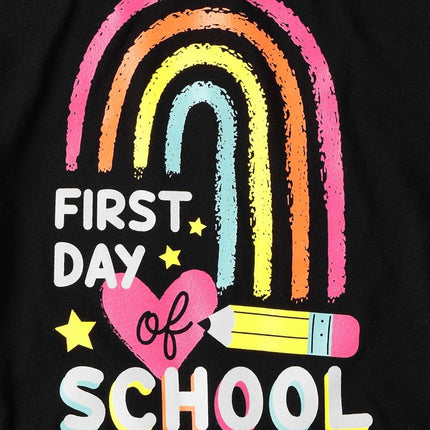 The Children's Place Girls' School Days Short Sleeve Graphic T-Shirts, Multipack, First Day of School/Rainbow/Cat Books, Medium
