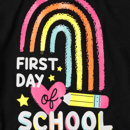 The Children's Place Girls' School Days Short Sleeve Graphic T-Shirts, Multipack, First Day of School/Rainbow/Cat Books, Medium