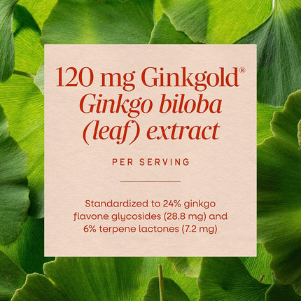 Nature's Way Ginkgold Max Advanced Ginkgo Extract for Mental Sharpness 1x Daily 120 mg, 60 Count