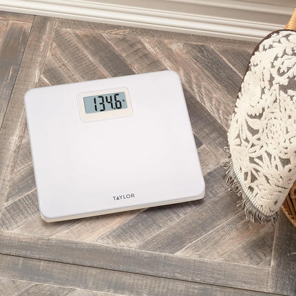 Taylor Digital Plastic Bathroom Scale, Scale for Body Weight, White