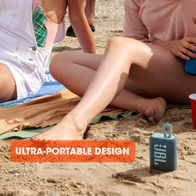 JBL GO 3 Small Bluetooth - Waterproof, Portable Speaker for on the Go - Up to 5h Playback Time with Just One Battery Charge - White